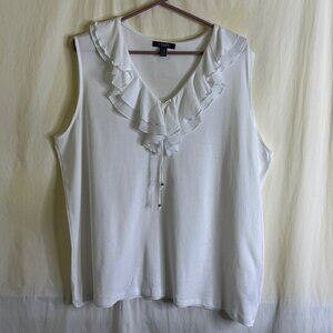 NWOT Chaps Women's Sleeveless White Blouse 2-Layer Ruffled V-Neckline Size 3X